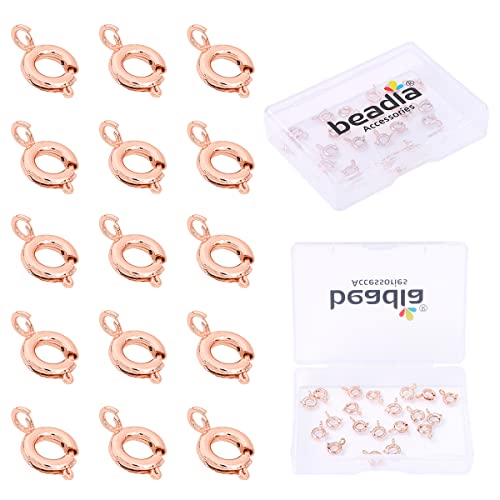 BEADIA Rose Gold Plated Spring Clasps Non Tarnish 7mm 20pcs for Jewelry Making Findings - color: Spring Clasps Rose Gold, size: 7mm