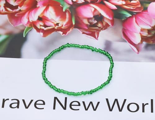 Round Glass Beads Penta Angel 2200Pcs 2mm Mini Craft Loose Spacer Pony Beads for Earring Bracelets Necklace Waist Beads Jewelry Making(Green) - color: Green