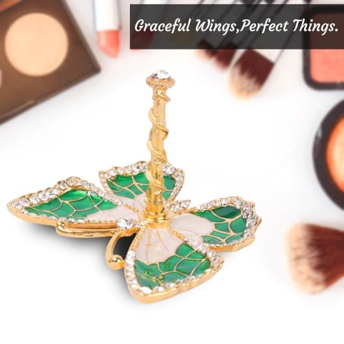 Matashi Butterfly Jewelry Holder for Women, Enamel - Gold Plated Jewelry Stand Organizer Ring Holder w/Crystals, Gift for Mom on Christmas, Mother’s Day, Birthday, Anniversary, Valentine’s Day, Green - color: Green