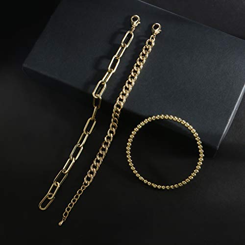 Waterproof Gold Chain Bracelet For Women Non Tarnish,14K Gold Plated Link Dainty Bracelets Stake Layered Bracelet Set Hypoallergen Gold Jewelry - color: Style-6