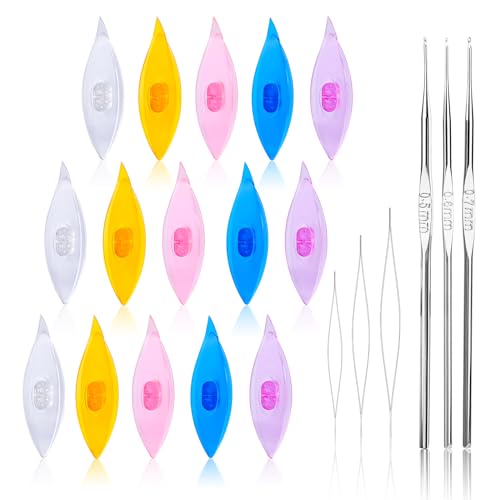 BUTUZE Tatting Shuttle Kit, 15 PCS Plastic Shuttle Set with Crochet Hooks and Beading Needles, Big Eye needles for DIY Craft Tool - size: 15 PCS