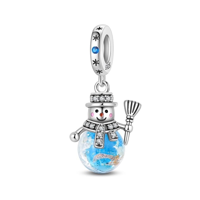 Charm for Bracelets and Necklaces, Heart Animals 925 Sterling Silver Bead Celestial Sun Moon Star Charms Jewelry Gift for Women Girls - color: Christmas Snowman Charm