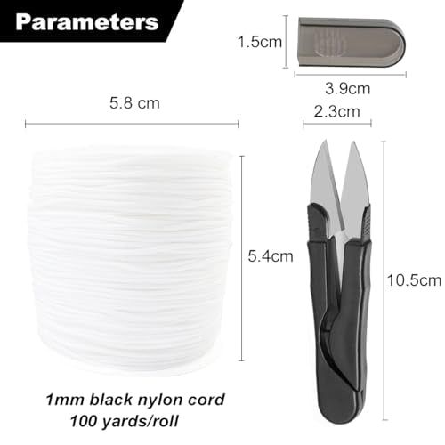 1mm White Nylon String for Bracelets, QBJAYTY 100 Yards Satin Nylon Cord for Macramé, Blinds, Wind Chimes, Bracelet String for Bracelets Necklaces Pendants Making (1mm White) - size: 1mm, style: white