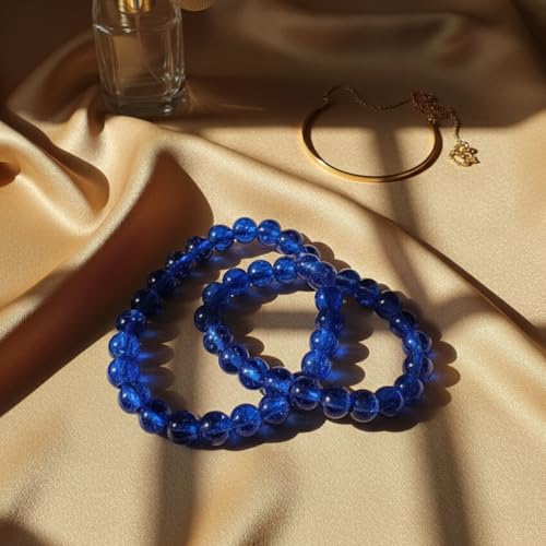 DandS ltd Crackle Lampwork Glass Beads for Jewelry Making, Blue, Vibrant DIY Bracelets, Necklaces, Earrings, Beading Supplies & Craft Kits for Handmade Jewelry, 80pcs 0.39 inch (10mm), #J283-10 - color: Blue