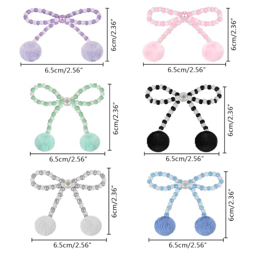 6Pcs Bow Hairball Acrylic Beads for Pens Colorful Bow Focal Spacer Beads for DIY Craft Beadable Pens Jewelry Bracelet Necklace Earrings Keychain Making - color: Bow Hairball