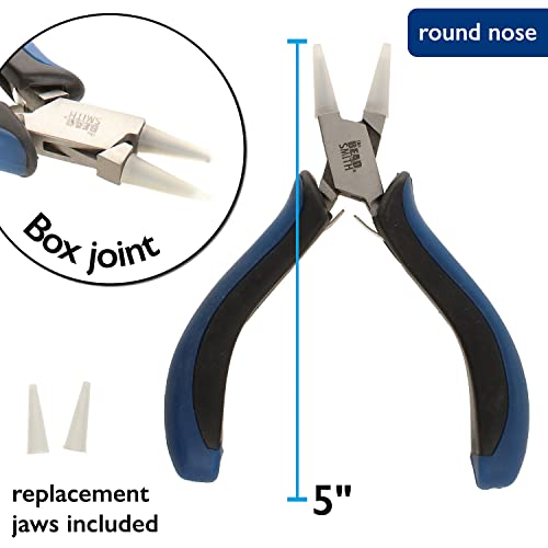 The Beadsmith Round Nose Nylon Jaw Pliers – 5 inches (127mm) – Ergonomic Handle, Double Leaf Springs – Includes Replacement Heads – Jewelry Making Tool for Creating Bracelets, Earrings & Necklaces - style: Round Nose