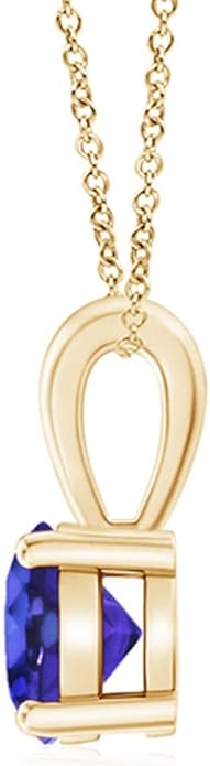 Angara Natural Tanzanite Solitaire Pendant for Women | Round Tanzanite Solitaire Pendant Necklace in 14K Solid Gold/Silver/Platinum With 18" Chain | December Birthday, Gemstone Jewelry Gift