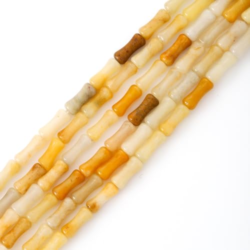 5x12mm Natural Yellow Aventurine Stone Bamboo Shape Gem Healing Energy Loose Spacer Beads for DIY Necklace Bracelet Earring - color: Yellow Aventurine