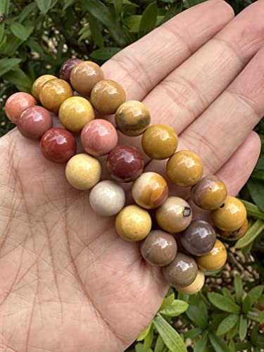 GAF TREASURES Grade A ++ Gemstone Round Bead Adjustable Bracelet 10mm, Genuine Crystal Bead Bracelet, Gift for Men & Women - color: Mookaite