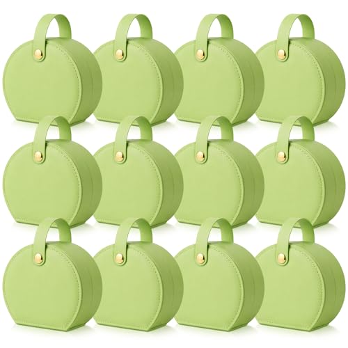 Weysat 12 Pack Travel Jewelry Case Bridesmaid Gifts Box Bulk Small Leather Earring Organizer for Women Teacher Proposal Return Gift (Grass Green) - color: Grass Green