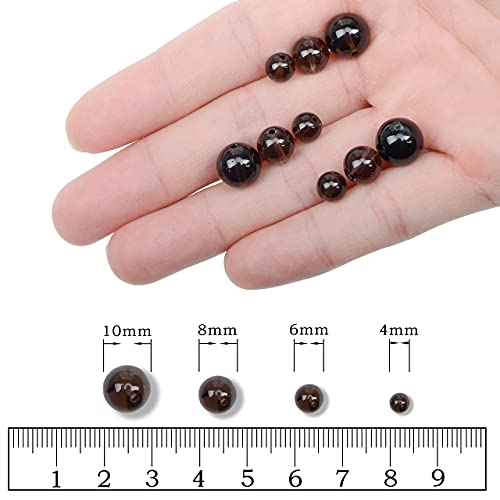 AD Beads Natural Gemstone Round Loose Beads 15" for Bracelet Necklace Earrings Jwelery Making Crafts DIY (4mm, Smoky Quartz) - color: Smoky Quartz, size: 4mm