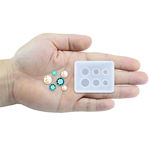 FUNSHOWCASE Mini Jewelry Cut Diamonds and Flat Round Resin Epoxy Silicone Mold - color: Clear