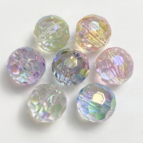 16mm Acrylic Beads UV Transparent Colorful Bead 95pcs Clear Football Beads for DIY Handmade Bracelets Necklaces Phone Chains Jewelry Making Craft Supplies(uv Transparent) - color: uv transparent