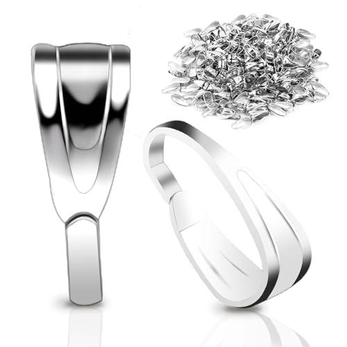 200 Pcs Pinch Bail for Jewelry Making, Pinch Bails for Pendants Necklace Pendant Clasps Connectors Pinch Clip for for Necklace Dangle Charm DIY Craft Making, Silver, 3x7x2.7mm - color: Silver