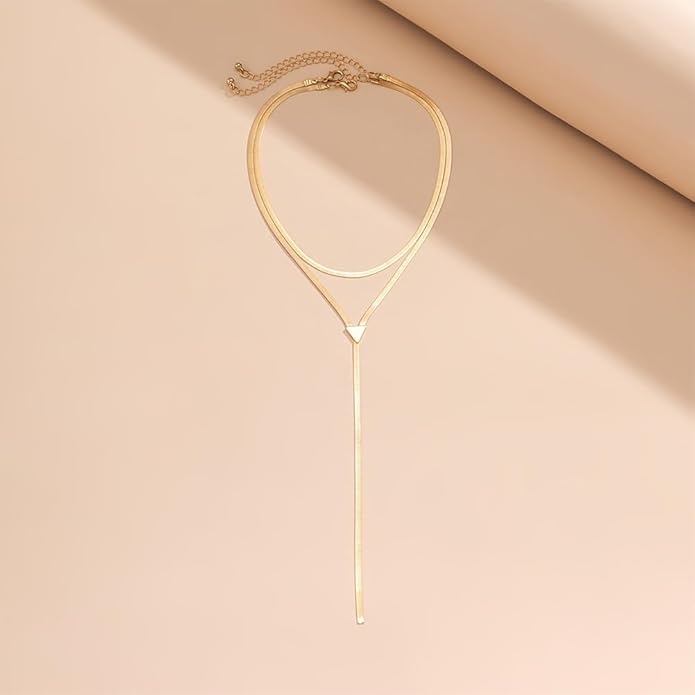 2Pcs Gold Long Snake Chain Y Drop Necklaces for Women Trendy Statement Layered Lariat Choker Necklace Y2K Formal Prom Party Jewelry Accessories Gift
