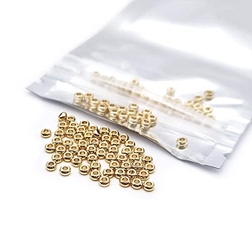 INSPIRELLE 100pcs Heishi Beads 3mm Long-Lasting Disc Brass Rondelle Spacer Beads Pale Gold Plated Flat Round Shape Jewelry Metal Spacers for Bracelet Necklace Jewelry Making - color: Pale Gold, size: 3mm