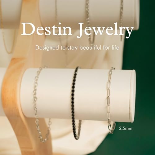 Destin Jewelry Paperclip Chain Necklace for Women, Waterproof 18K Gold Plated Stainless Steel, Hypoallergenic, Adjustable Layering Chain, Tarnish-Resistant, 2.5–6.5mm - color: Stainless Steel, size: 9", style: 2.5 MM