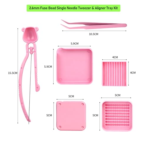 2.6mm Fuse Bead Single Needle Tweezer & Aligner Tray Kit - The Ultimate Set for Efficient Ironing Bead Sorting, Alignment, and Easy Pick-Up