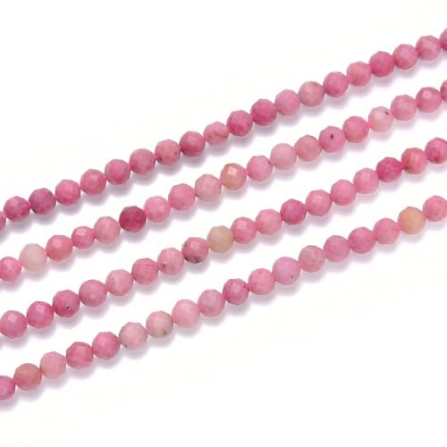 Adabele 15 Inch Natural Pink Rhodochrosite Healing Gemstone 3mm (0.12 Inch) Tiny Small Faceted Round Loose Beads Stone Spacer (120-130pcs) for Craft Jewelry Making GK3-13 - color: Rhodochrosite, size: 3mm (0.12") - 15 inch/1 strand