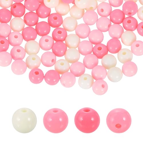HARFINGTON 200pcs Cream Pink Acrylic Round Beads 8mm Dia 1.9mm Hole Plastic Resin Smooth Balls Loose Bead for Jewelry Making Bracelets Necklace Earrings DIY - color: Cream Pink, size: 8mm