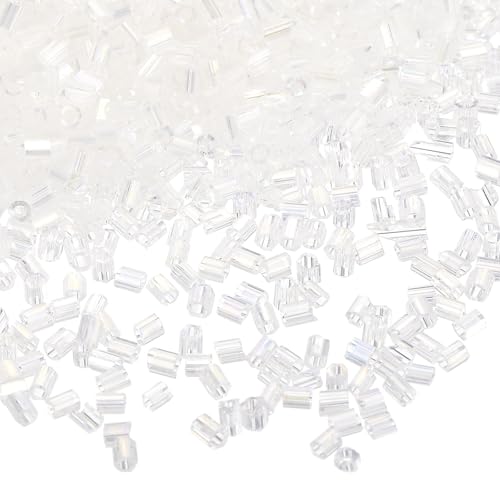 uxcell 1400Pcs Glass Bugle Beads, 1.9x1.5mm Tube Mini Loose Glass Seed Spacer Bead for DIY Earrings Necklaces Bracelets Jewelry Making (Transparent) - color: Transparent, size: 1.9x1.5mm