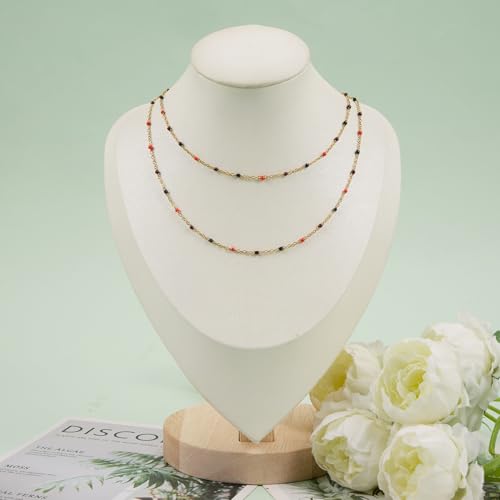 UMAOKANG 10 Meters Black Orange Enamel Bead Chain for Jewelry Making Gold Plated Stainless Steel Necklace Bracelet DIY Chains - color: Blak Orange-Gold