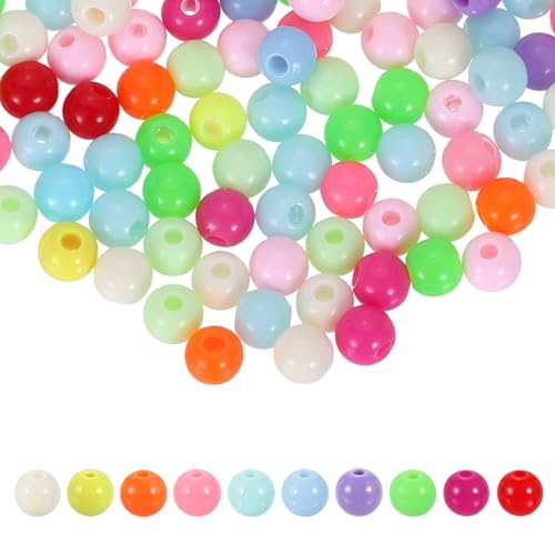 HARFINGTON 200pcs Random Light Color Acrylic Round Beads 6mm Dia 1.9mm Hole Plastic Resin Smooth Balls Loose Bead for Jewelry Making Bracelets Necklace Earrings DIY - color: Random Light Color, size: 6mm