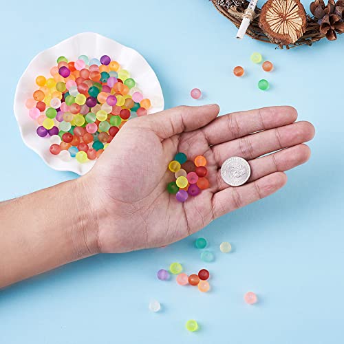 100Pcs 8mm Transparent Frosted Glass Beads Round Matte Glass Loose Spacer Beads for DIY Necklace Earring Bracelet Jewelry Making Handmade Crafts - color: Colorful-8mm