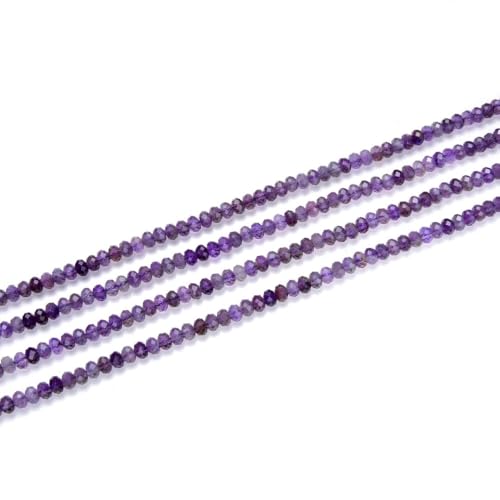 Adabele 15 Inch Natural Purple Amethyst Healing Gemstone 4mm x 3mm Tiny Small Faceted Round Rondelle Loose Beads Stone Spacer (115-125pcs) for Craft Jewelry Making GK-B3 - color: Amethyst, size: 4mm x 3mm - 15 inch/1 strand