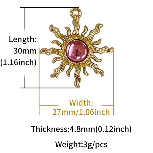 Sun Star Charms Baroque Boho Crystal Gold Plated Resin Gypsy Pendant Alloy for Jewelry Making DIY Craft Bracelet Necklace Earring - color: Sun-Pink-28Pcs
