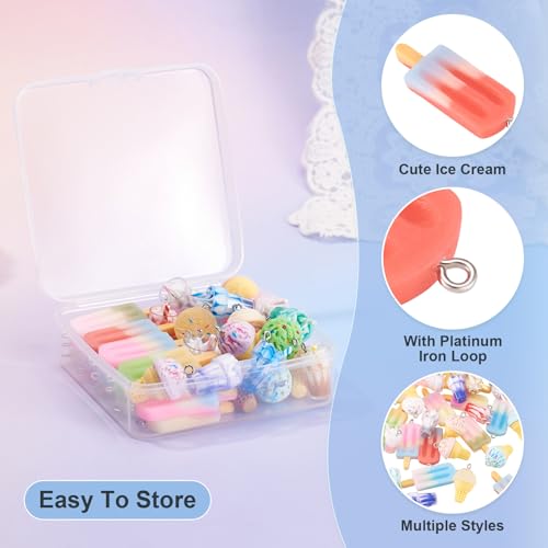 Craftdady Resin Plastic Miniature Food Snack Pendants Charms Ice Drink Juice Pendants Cute Bottle Fruit Keychain Charms Hang Ornament for DIY Craft Earring Bracelet Necklace Jewelry Making - color: Mixed Color Ice Cream