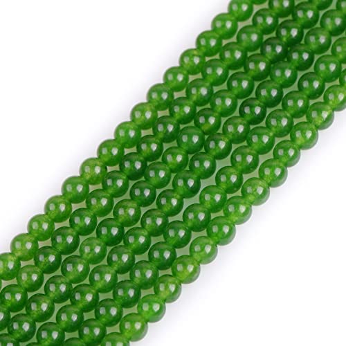 GEM-Inside Natural 4mm Green Taiwan Jade Gemstone Loose Beads Round Crystal Energy Stone Power for Jewelry Making 15" - color: Green Taiwan Jade, size: 4mm