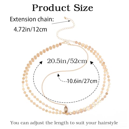 Yean Gold Sequins Head Chain Bohemian Hair Jewelry Headpiece Forehead Band Festival Headband Accessories for Women - color: Gold