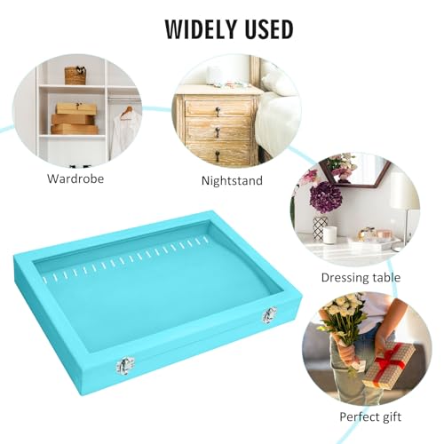 Vicoter Velvet Necklace Display Jewelry Tray 20 Hook Necklace Tray Necklace Pendant Jewelry Tray for Women and Girls - color: Light Blue, size: 20 Hook