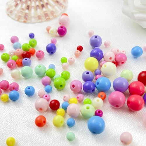 120Pieces 12MM Acrylic Round Beads Round Acrylic Balls Chunky Beads Smooth Spacer Plastic Pastel Beads Craft Beads for Necklace and Bracelet Making Crafting Supplies(177-cream White) - color: 177-cream white, size: 12MM