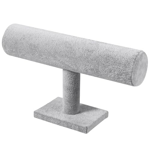 T-Bar Bracelet Display Stand for Selling, Jewelry Storage, Bracelet Holder Stand,Bangle, Jewelry Business Supplies, Watch holder for Women & Men (Gray Velvet) - color: Gray Velvet