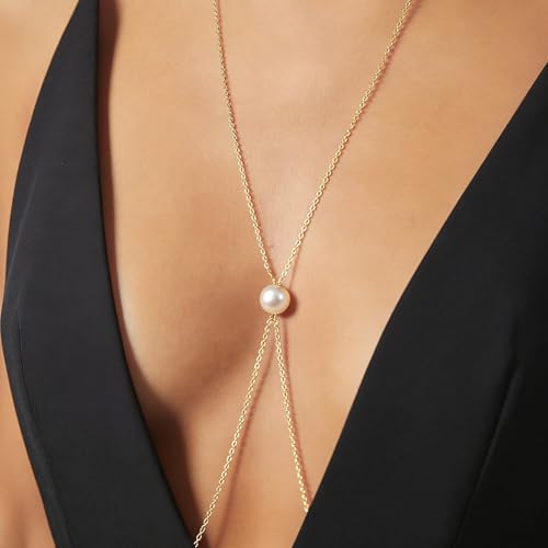 Body Chain,Body Jewelry for Women,Sexy Layered Chest Chain,Layered Adjustable Waist Jewelry for Beach Accessories,Gold Plated Waist Chains - color: Gold-H