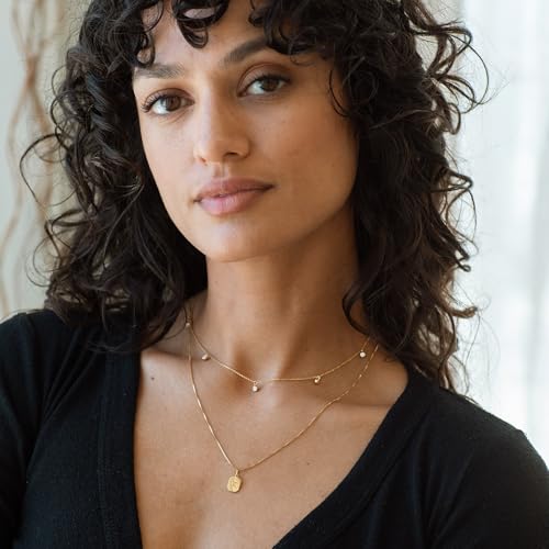 Mothers Day Gifts - Dainty Silver Gold Necklaces for Women Cute Station Choker Simulated Diamond Necklace Simple Layering CZ Necklace Trendy Jewelry Gifts - color: Silver, style: 5pcs Hanging CZ-Cable Chain