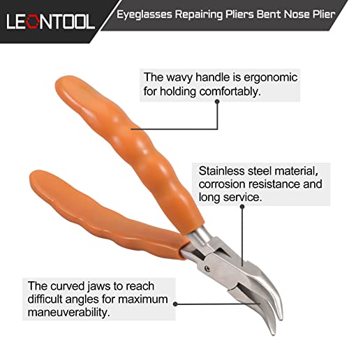 6 Inch Bent Nose Pliers - Stainless Steel Eyeglass Repair and Adjustment Tool Kit with Screwdriver and Cloth - style: Bent Nose Plier