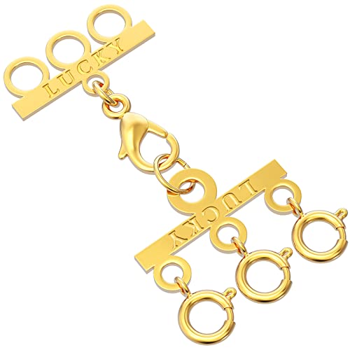 Dailyacc Lucky Necklace Layering Clasp 18K Gold and Silver Multi Strand Clasps for Stackable Necklaces - color: 1Pcs Gold 3 Clasp