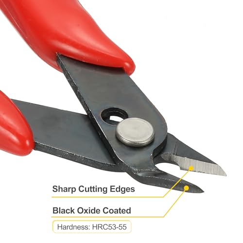 HARFINGTON 5" Flush Cut Pliers Small Precision Wire Cutter Side Cutter Diagonal Cutting Pliers for Jewelry Model Electronic 3D Print, Red - color: Red