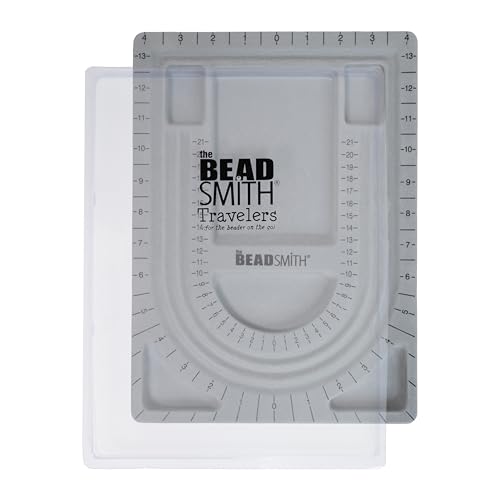The Beadsmith Bead Board with Cover, Grey Flocked, 3 U-Shaped Channels, 6 Recessed Compartments,13.25H x 9.75L inches, Design Boards for Creating Bracelets, Necklaces and Other Jewelry - size: 28" - U Channel w/ Cover