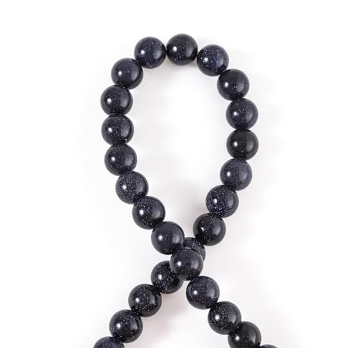 100Pcs Natural Stone 6mm BlueSand Stone Round Loose Gemstone Energy Healing Beads Hole Size 1mm DIY Smooth Beads for Bracelet Necklace Earrings Jewelry Making - color: BlueSand Stone, size: 6mm