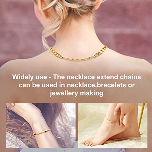 Necklace Extenders, 10Pcs Stainless Steel Gold Necklace Bracelet Anklet Extension Chains with Lobster Clasps and Closures for Jewelry Making - color: Gold