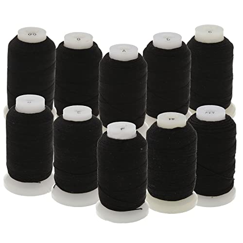 The Beadsmith Pure Silk Cord – Black, 10 Assorted Sizes (00, 0, A, B, C, D, E, F, FF, & FF), 1/2 oz Each - color: Black, size: Assorted