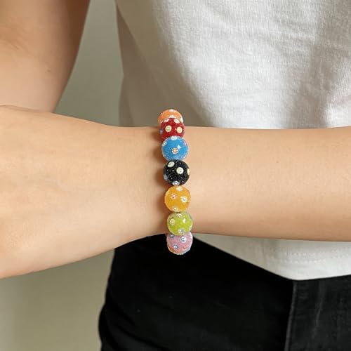 30PCS Bubble Resin Beads, 0.63 Inch Resin Rhinestone Clay Beads, Jelly Color Glitter Loose Spacer Beads for Jewelry Making Bracelets Necklaces Earrings Keychains Pendant & DIY Crafts Supplies - color: Jelly Color Sunflower