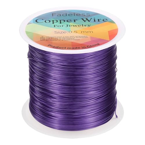 HARFINGTON Wire 203ft Length 24 Gauge Copper Craft Jewelry Wrapping Wire Tarnish Resistant Beading for Jewelry Making Supplies Crafting, Purple - color: Purple