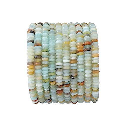 BEADIA Natural Amazonite Disk Stone Beads 4x2mm 160pcs Rondelle Loose Semi Gemstone Beads for Jewelry Making Design - color: Amazonite