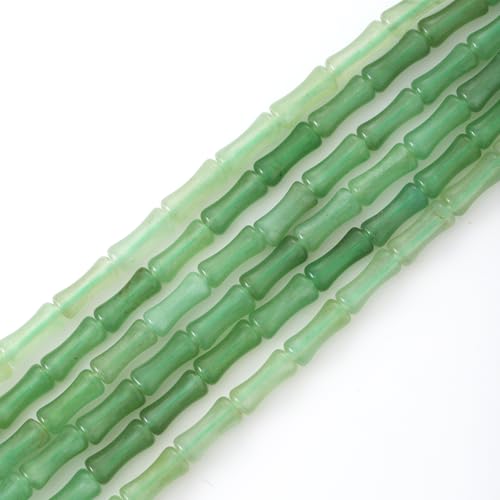 5x12mm Natural Green Aventurine Stone Bamboo Shape Gem Healing Energy Loose Spacer Beads for DIY Necklace Bracelet Earring - color: Green Aventurine