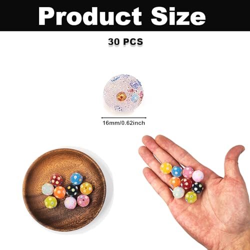 30PCS Bubble Resin Beads, 0.63 Inch Resin Rhinestone Clay Beads, Jelly Color Glitter Loose Spacer Beads for Jewelry Making Bracelets Necklaces Earrings Keychains Pendant & DIY Crafts Supplies - color: Jelly Color Sunflower